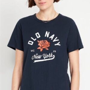 Old Navy navy blue Tee with Red Rose Graphic and New York print size xl